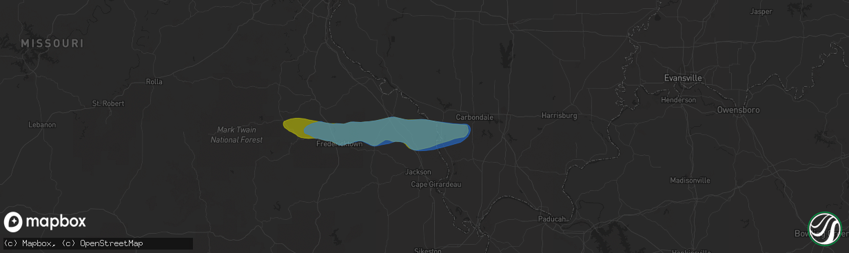 Hail map in Frohna, MO on March 11, 2021