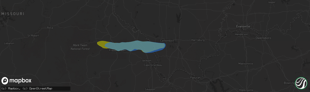 Hail map in Grand Tower, IL on March 11, 2021