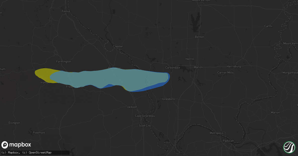 Hail map in Grand Tower, IL on March 11, 2021