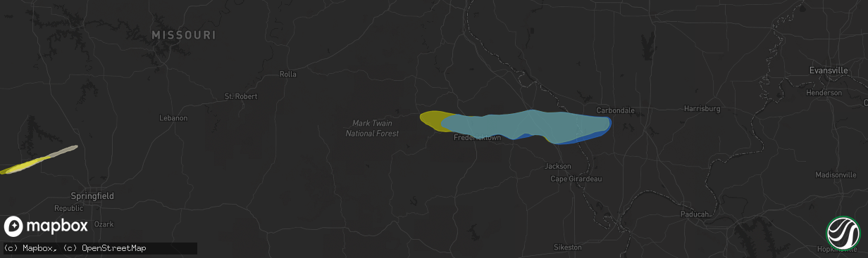 Hail map in Ironton, MO on March 11, 2021