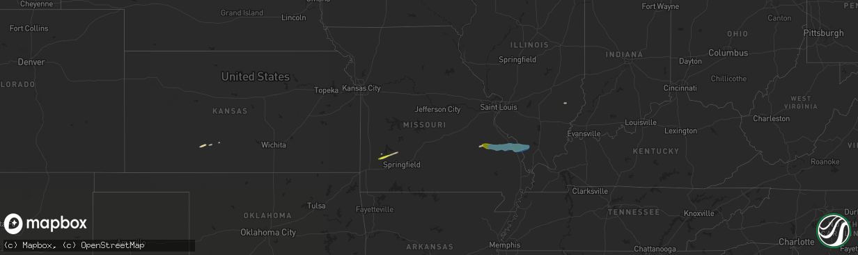 Hail map in Missouri on March 11, 2021