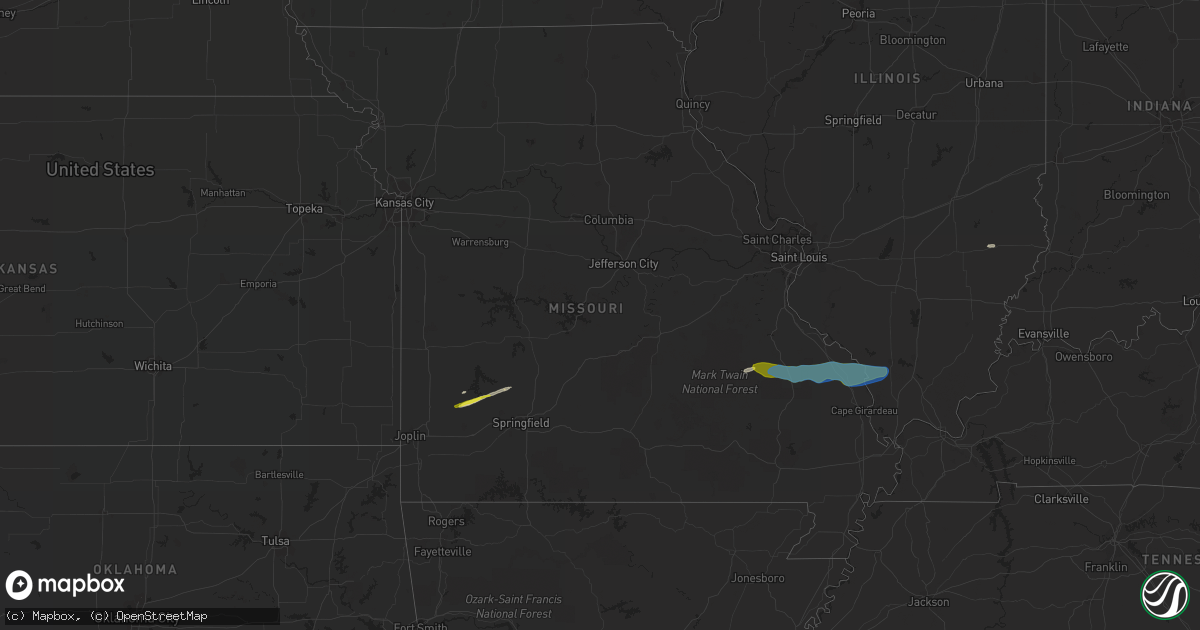 Hail map in Missouri on March 11, 2021