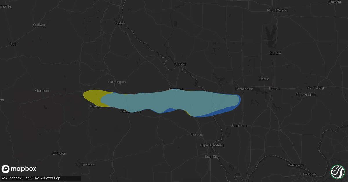 Hail map in Perryville, MO on March 11, 2021