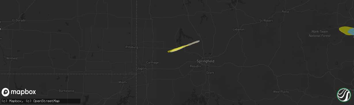 Hail map in South Greenfield, MO on March 11, 2021