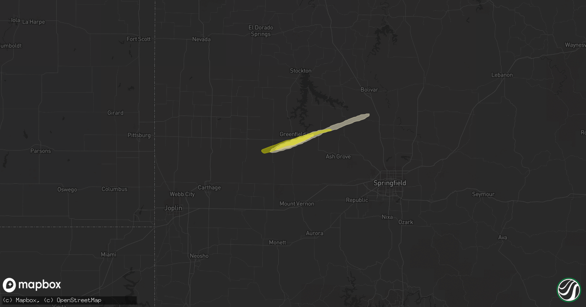 Hail map in South Greenfield, MO on March 11, 2021