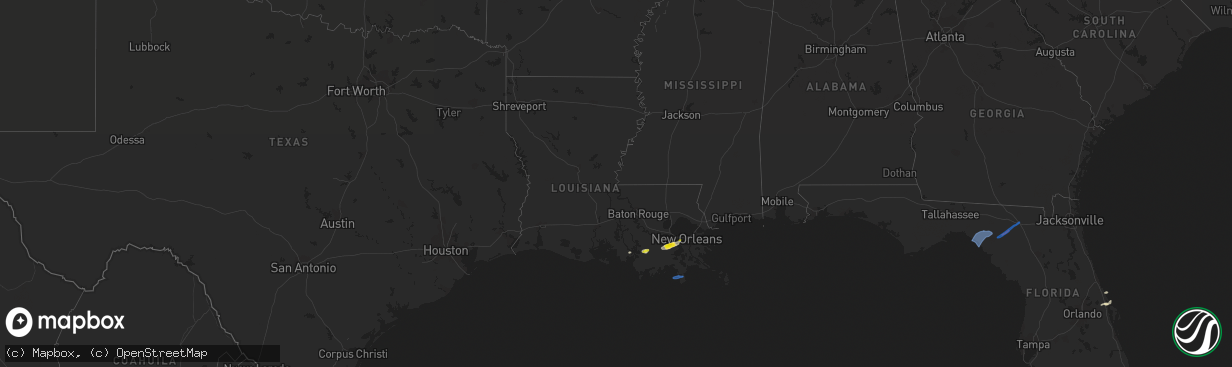 Hail map in Louisiana on March 11, 2022