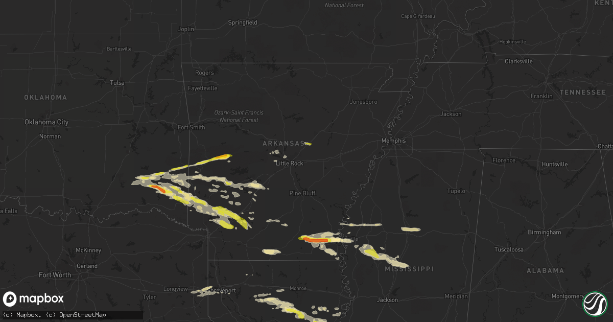 Hail map in Arkansas on March 11, 2023