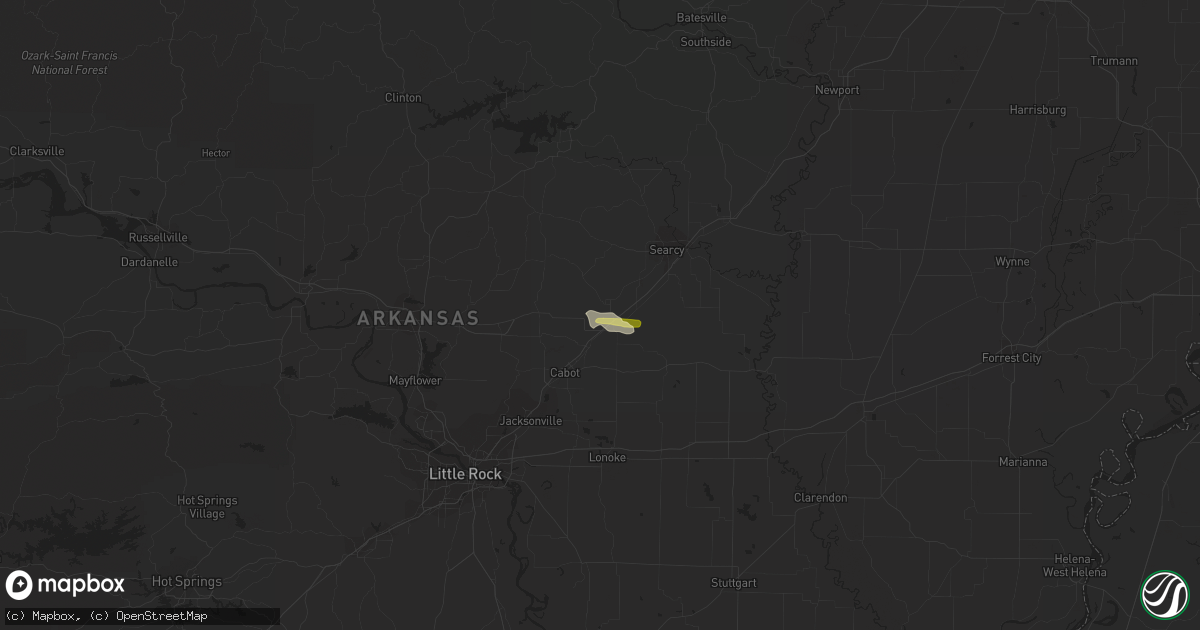 Hail map in Beebe, AR on March 11, 2023