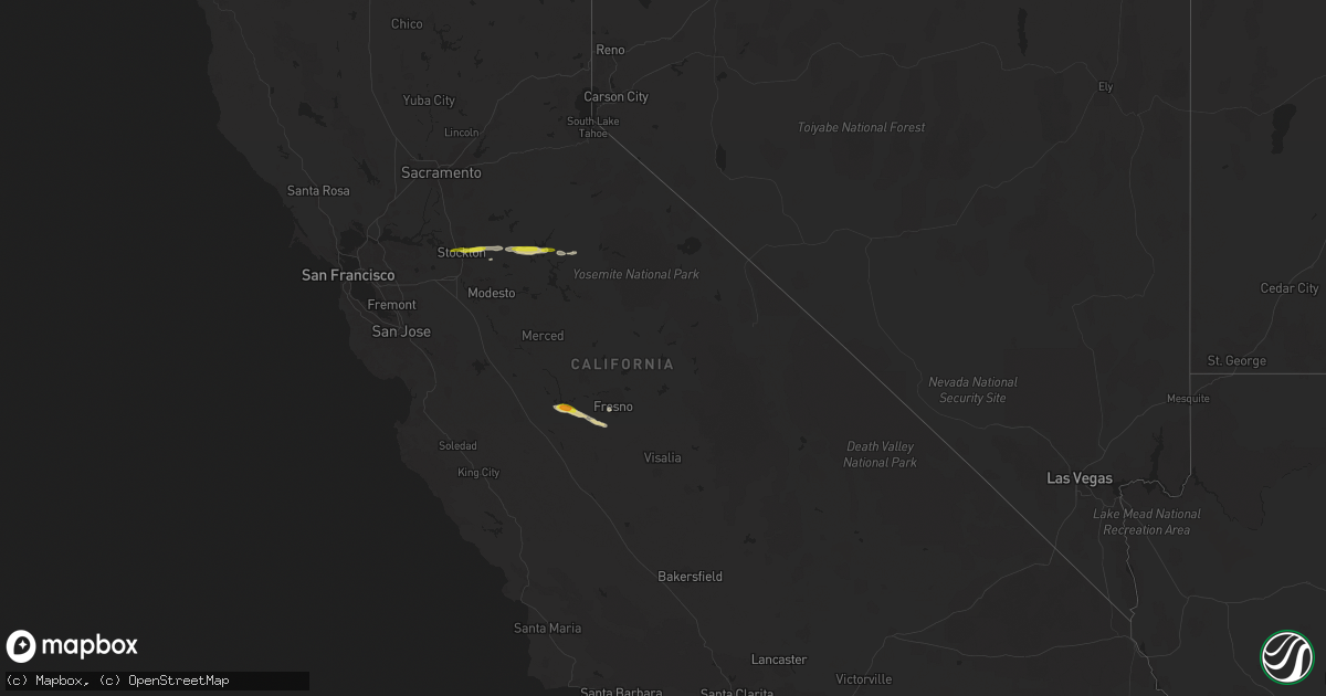 Hail map in California on March 11, 2023