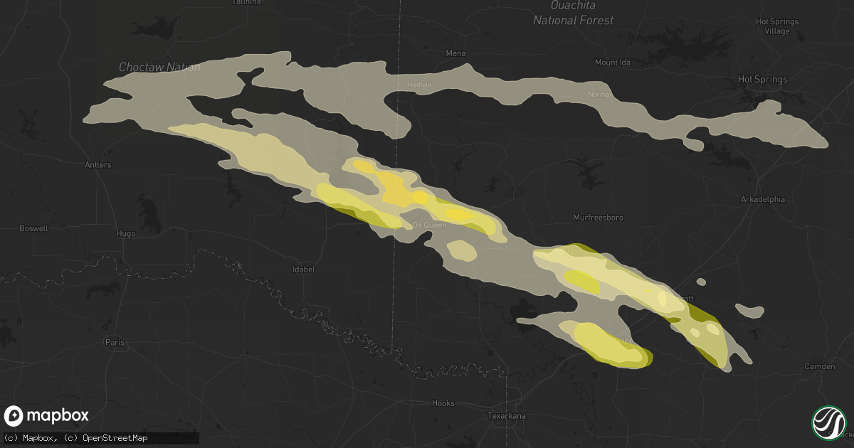 Hail map in De Queen, AR on March 11, 2023