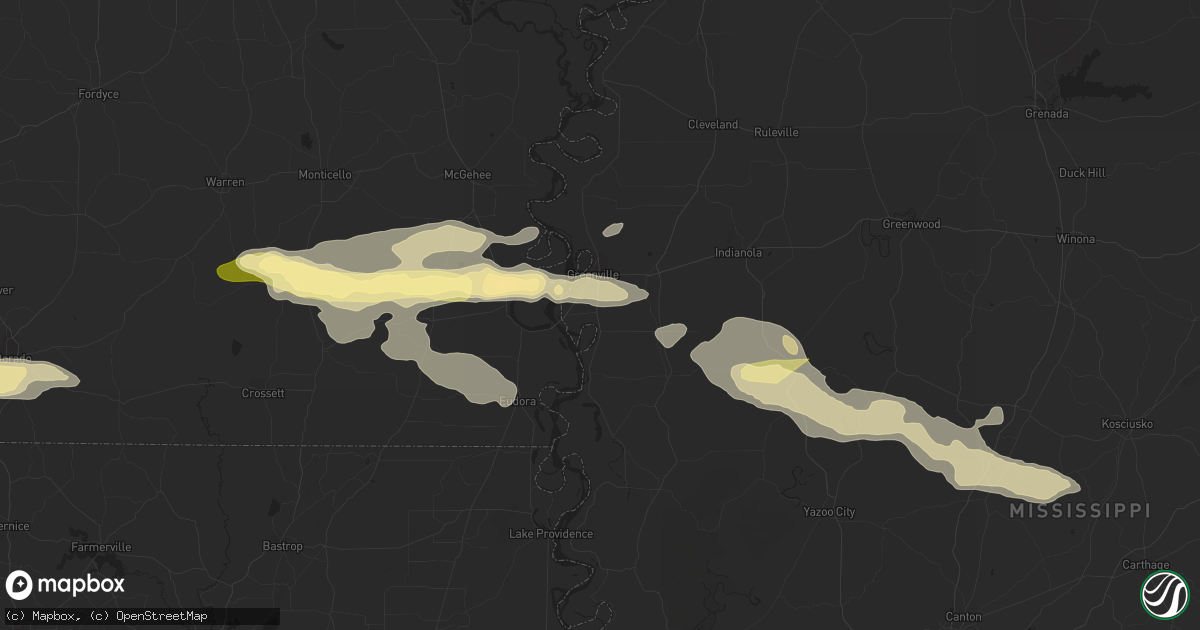 Hail map in Greenville, MS on March 11, 2023
