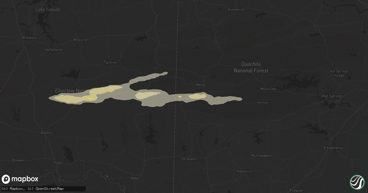 Hail map in Hatfield, AR on March 11, 2023