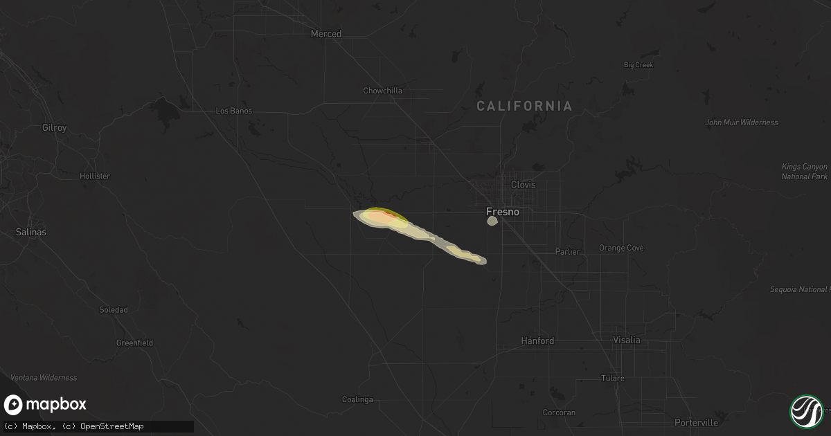 Hail map in Kerman, CA on March 11, 2023