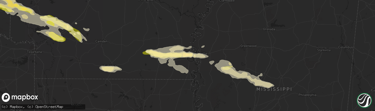 Hail map in Lake Village, AR on March 11, 2023