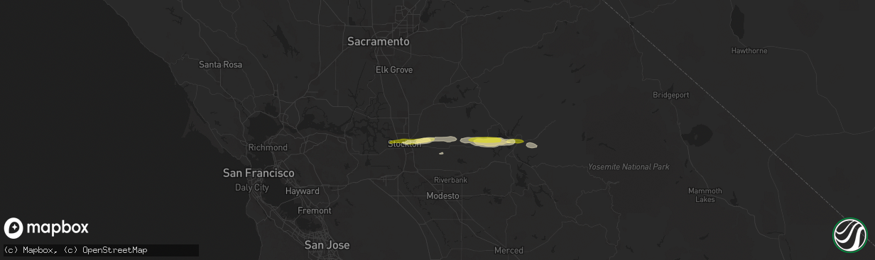 Hail map in Linden, CA on March 11, 2023