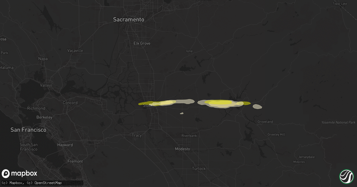 Hail map in Linden, CA on March 11, 2023