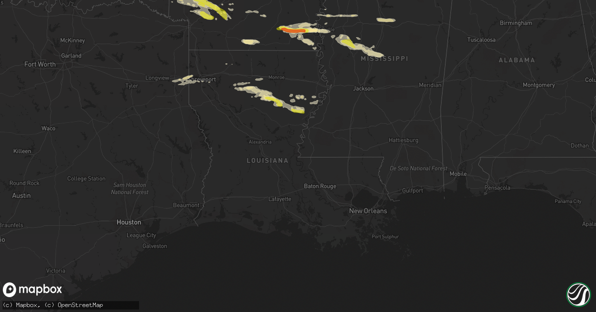 Hail map in Louisiana on March 11, 2023