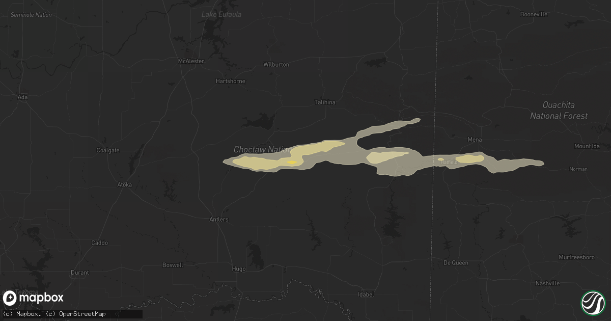 Hail map in Nashoba, OK on March 11, 2023