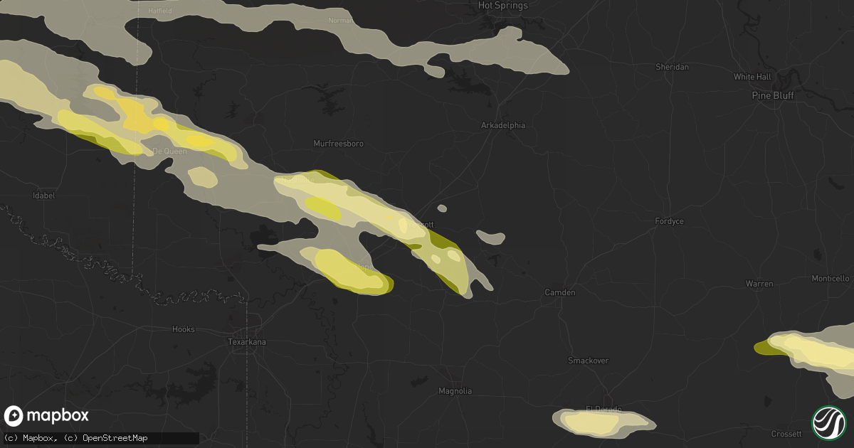 Hail map in Prescott, AR on March 11, 2023