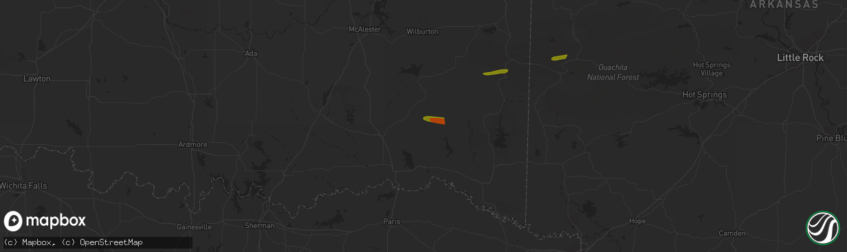 Hail map in Rattan, OK on March 11, 2023