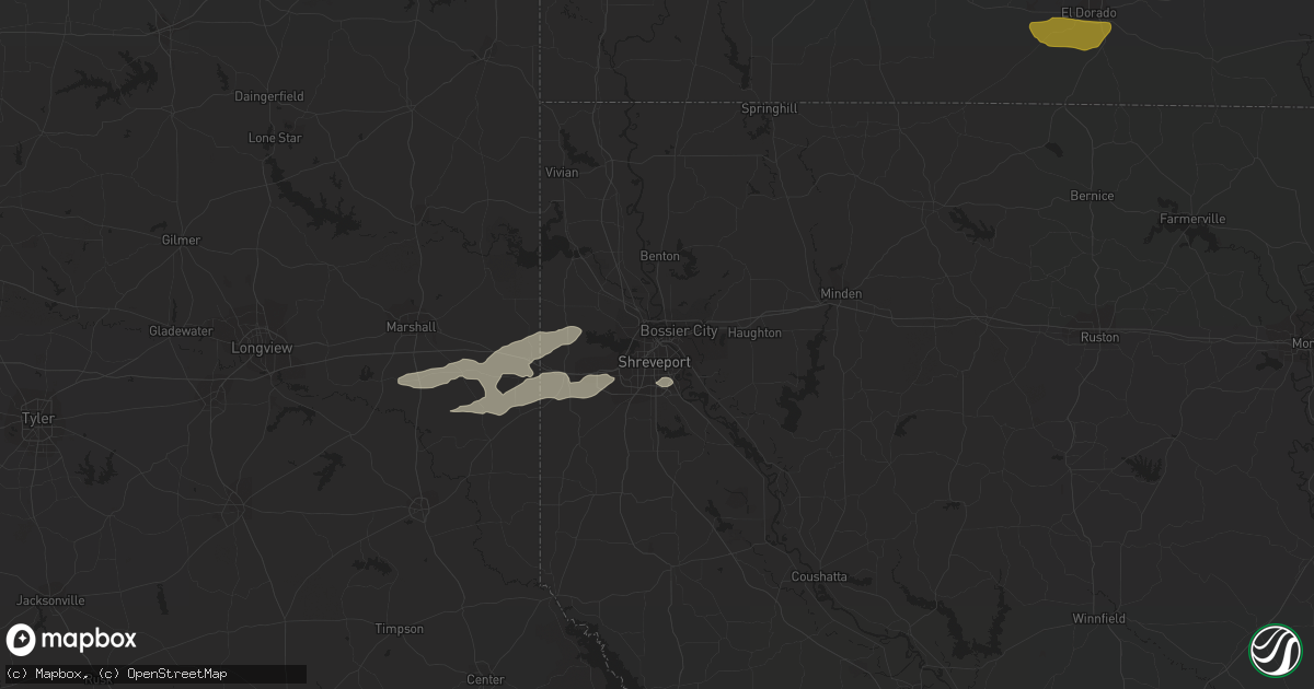 Hail map in Shreveport, LA on March 11, 2023
