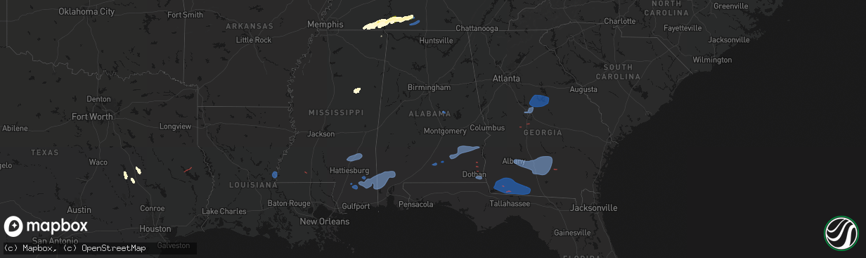 Hail map in Alabama on March 11, 2026