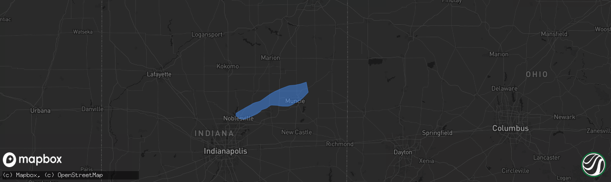 Hail map in Albany, IN on March 11, 2026
