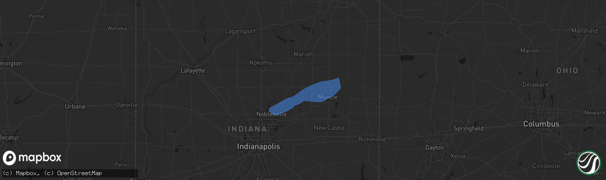 Hail map in Alexandria, IN on March 11, 2026