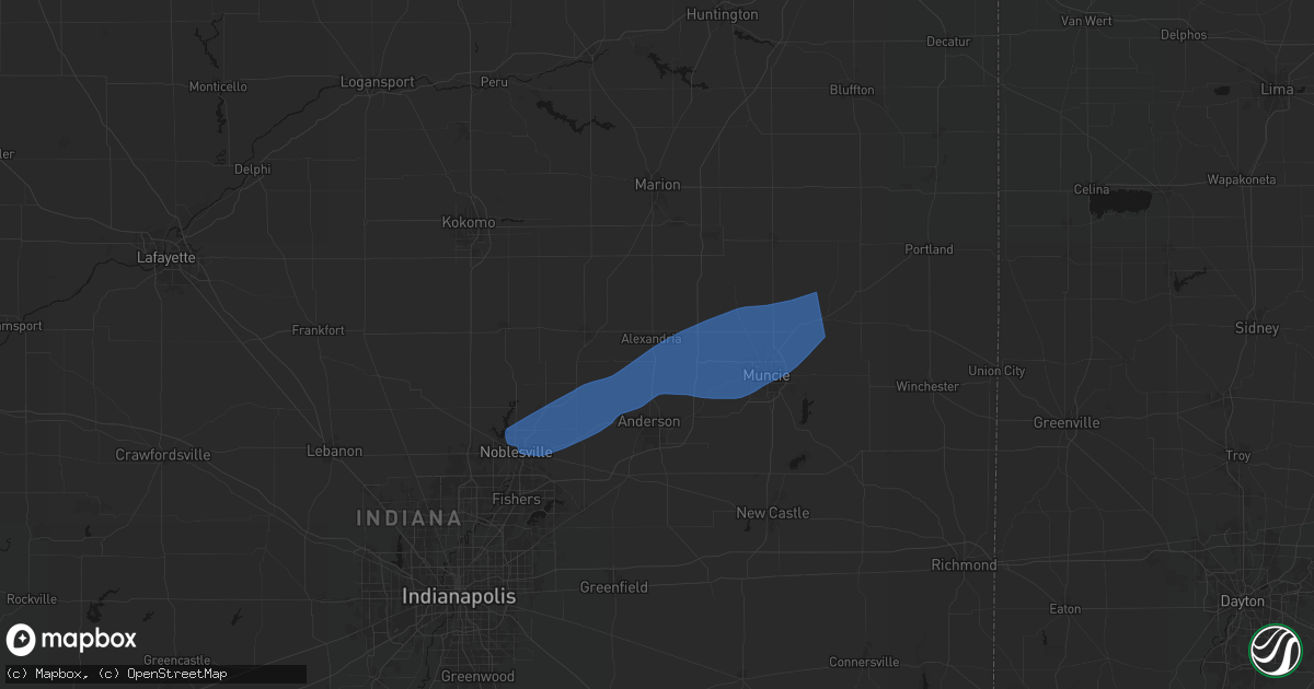 Hail map in Alexandria, IN on March 11, 2026