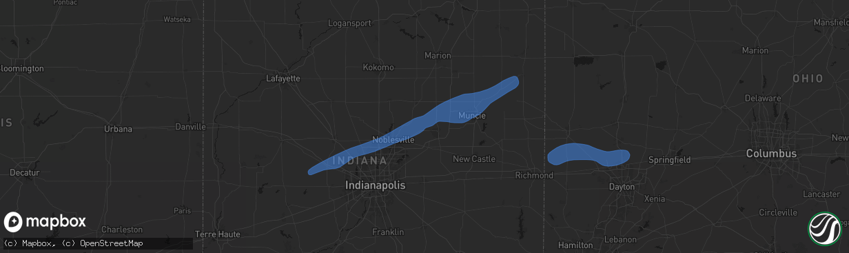 Hail map in Anderson, IN on March 11, 2026