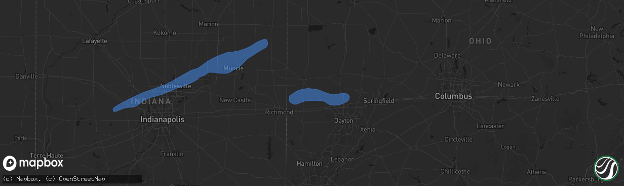 Hail map in Arcanum, OH on March 11, 2026