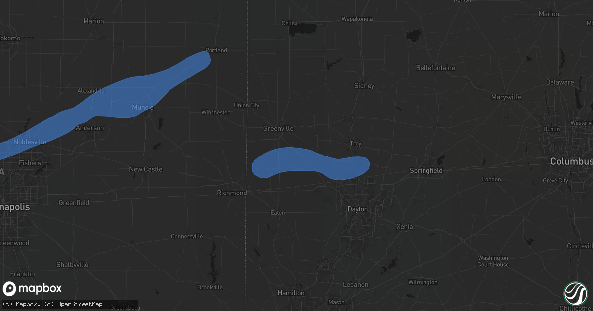 Hail map in Arcanum, OH on March 11, 2026