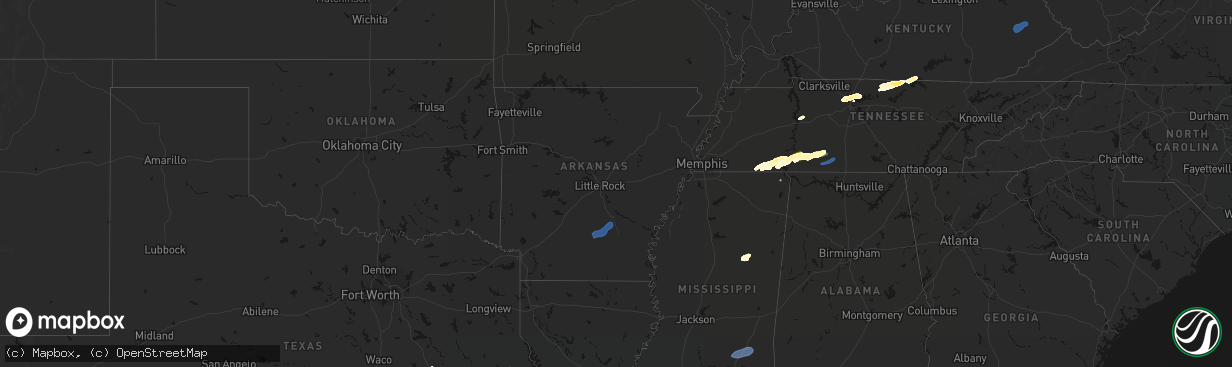 Hail map in Arkansas on March 11, 2026