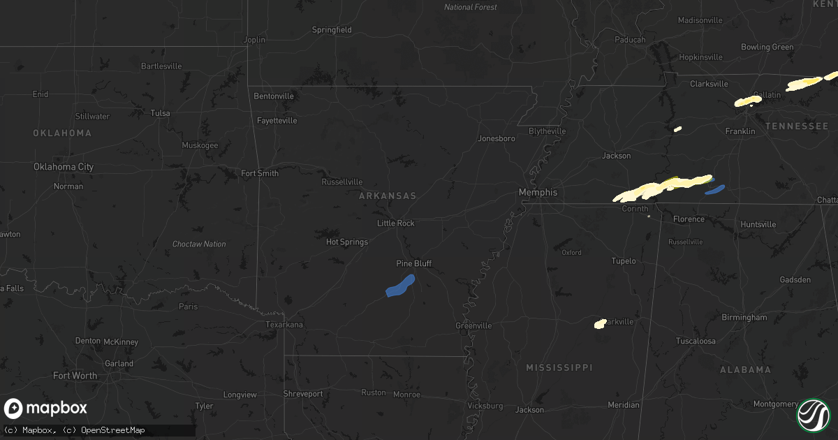 Hail map in Arkansas on March 11, 2026
