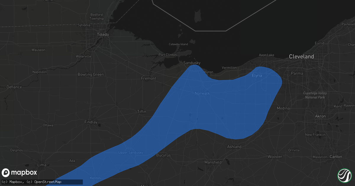 Hail map in Bellevue, OH on March 11, 2026