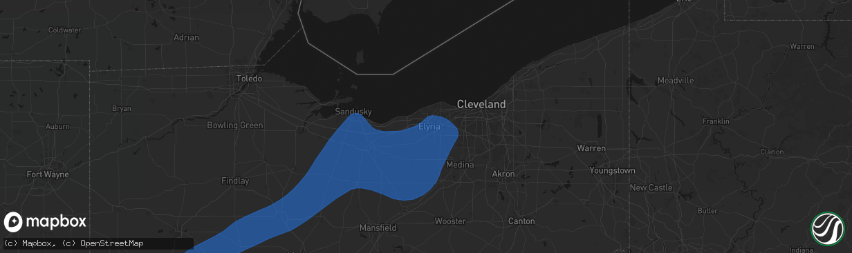 Hail map in Elyria, OH on March 11, 2026
