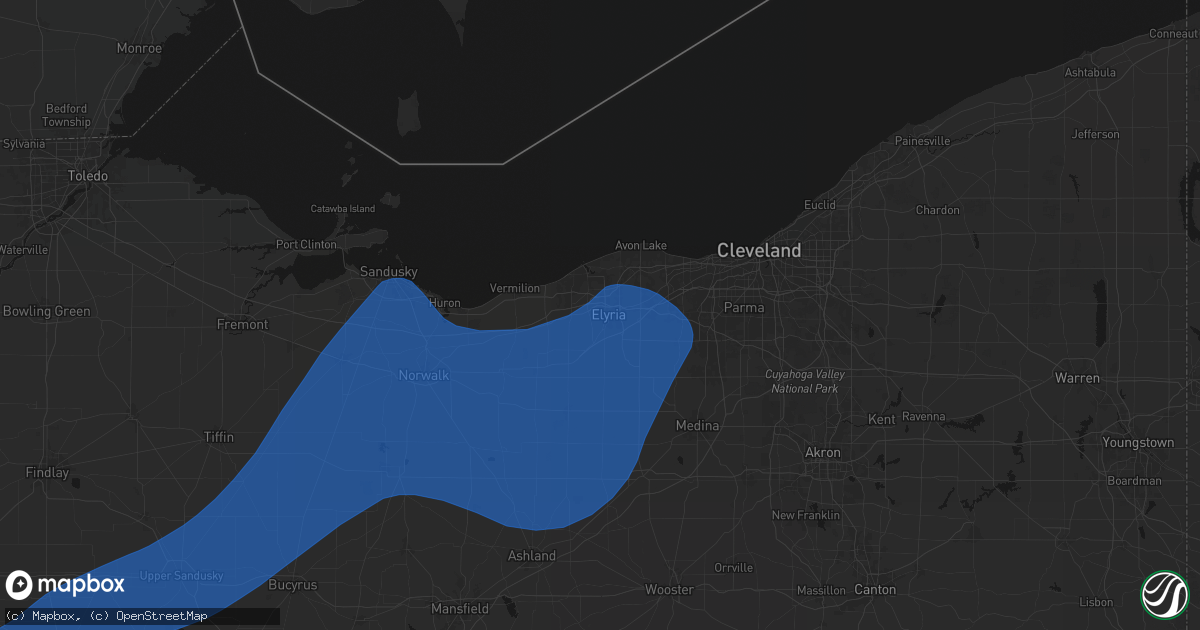 Hail map in Elyria, OH on March 11, 2026