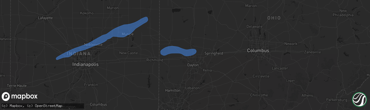 Hail map in Englewood, OH on March 11, 2026