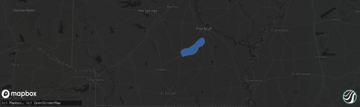 Hail map in Fordyce, AR on March 11, 2026