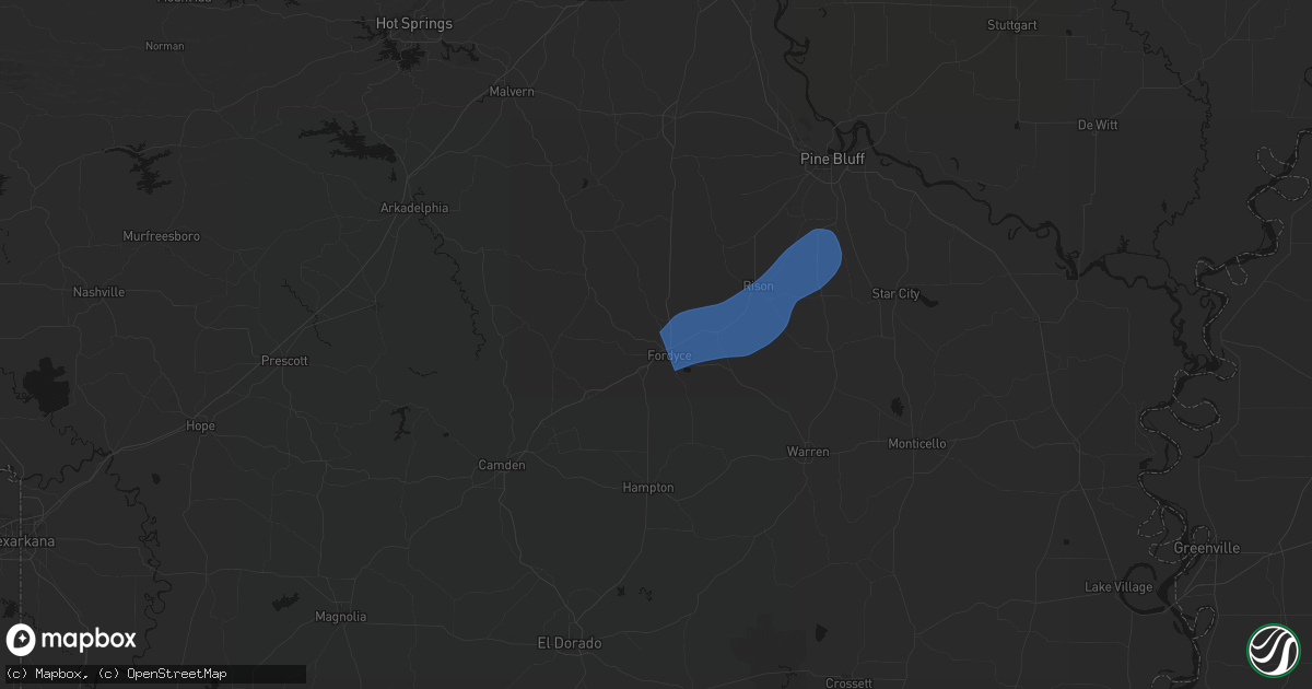 Hail map in Fordyce, AR on March 11, 2026