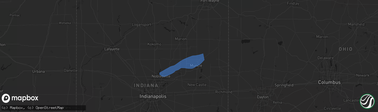 Hail map in Gaston, IN on March 11, 2026