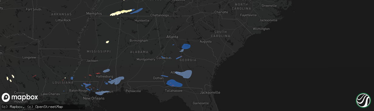 Hail map in Georgia on March 11, 2026
