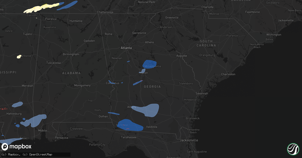 Hail map in Georgia on March 11, 2026