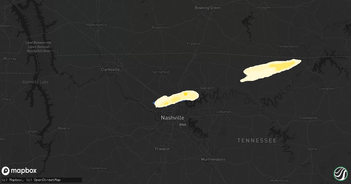Hail map in Goodlettsville, TN on March 11, 2026