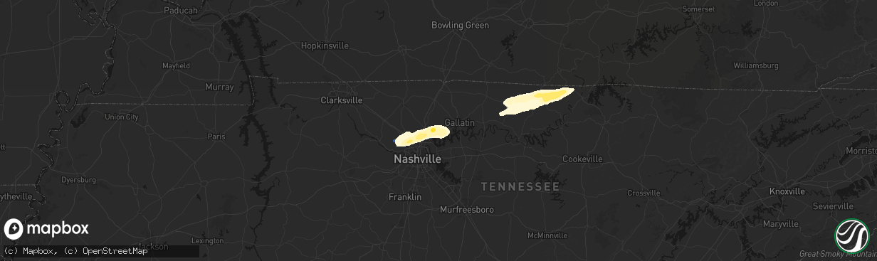 Hail map in Hendersonville, TN on March 11, 2026