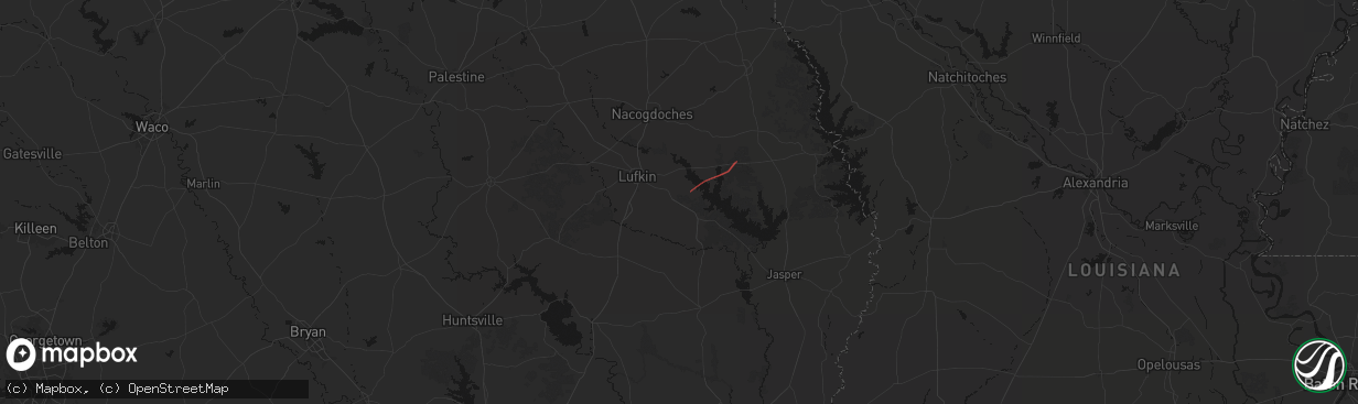 Hail map in Huntington, TX on March 11, 2026