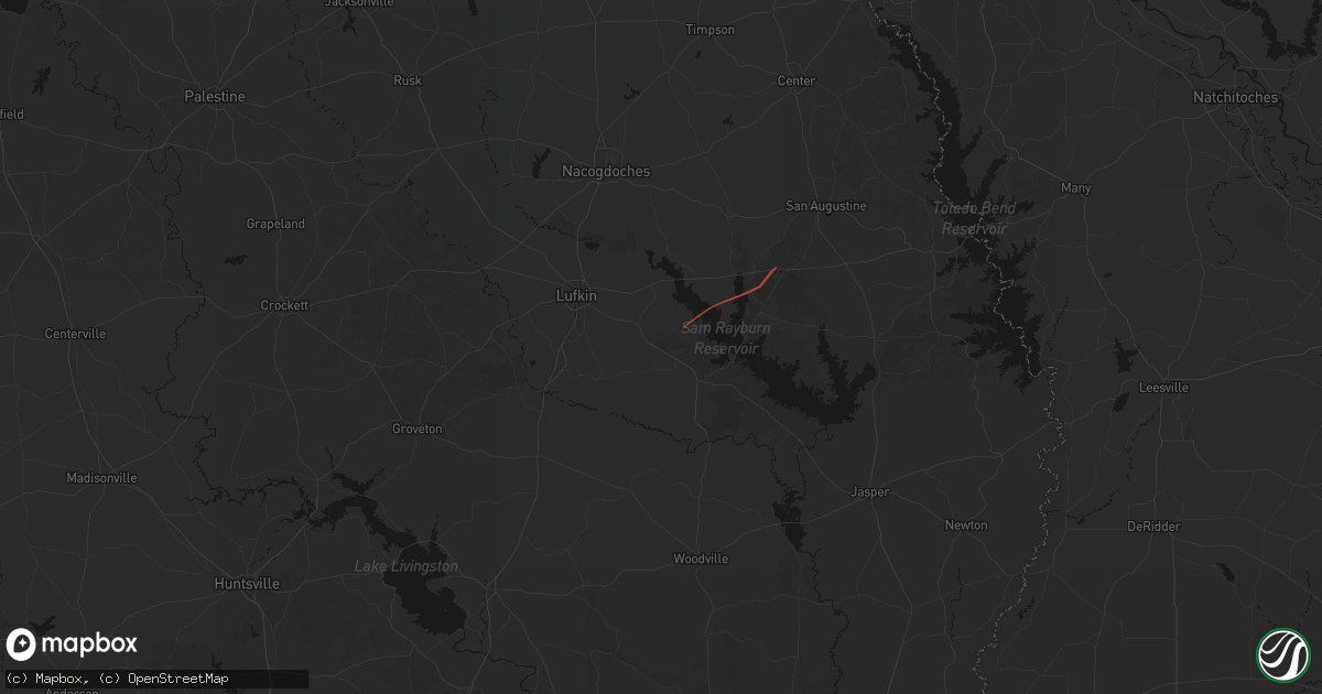 Hail map in Huntington, TX on March 11, 2026