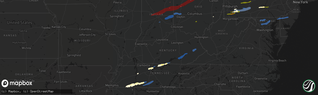 Hail map in Kentucky on March 11, 2026