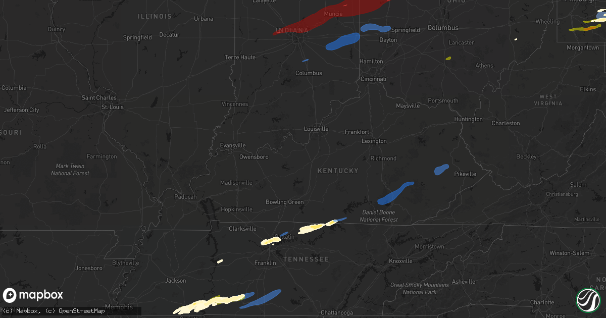 Hail map in Kentucky on March 11, 2026