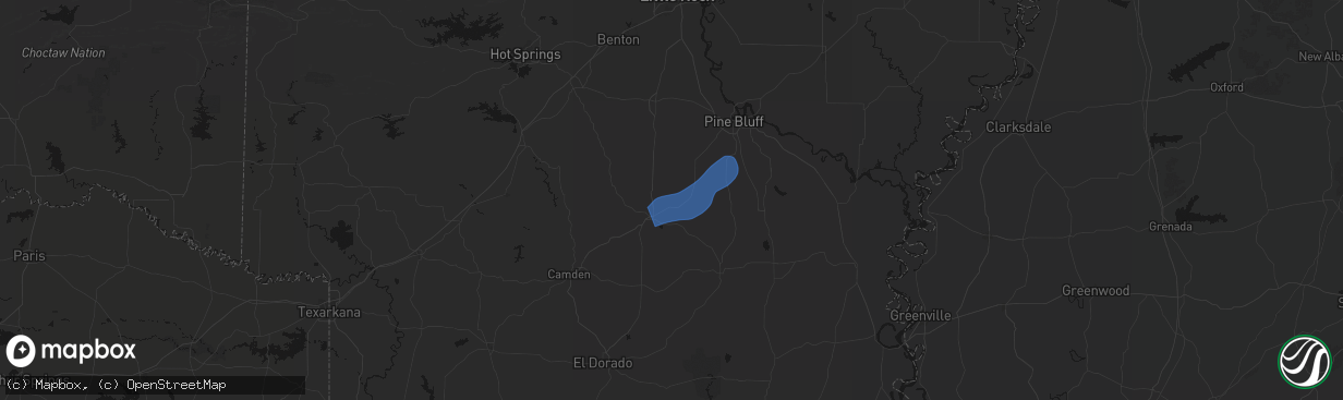 Hail map in Kingsland, AR on March 11, 2026